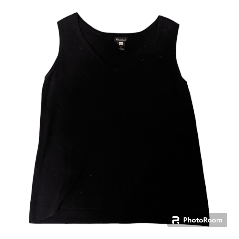 Vintage 90's Multiples Black Knit Tank Top Women's Large